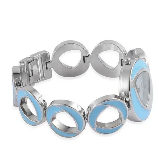 STRADA Watch and Necklace Blue Stainless Steel Original Box - Picture 3 of 6